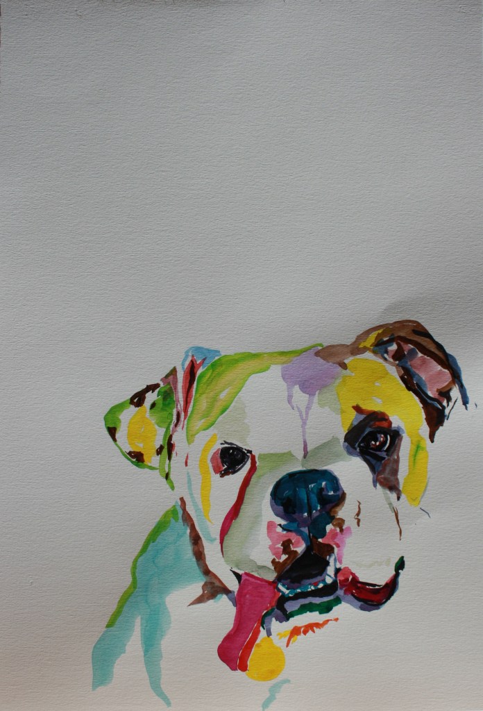 The coolest Bulldog. Ink on paper.