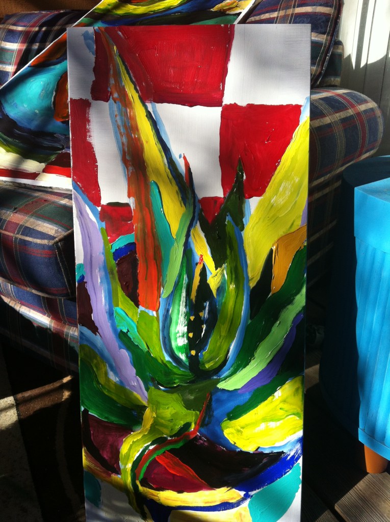 Aloe.  Acrylic on board.