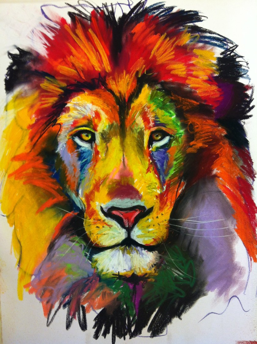 Rawr! Pastel on paper.