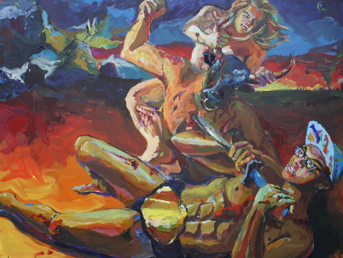 Epic Minotaur Painting.  Acrylic on canvas.