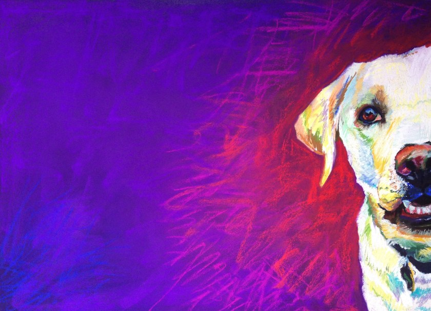 High Energy Lab Peeking. Pastel on Paper