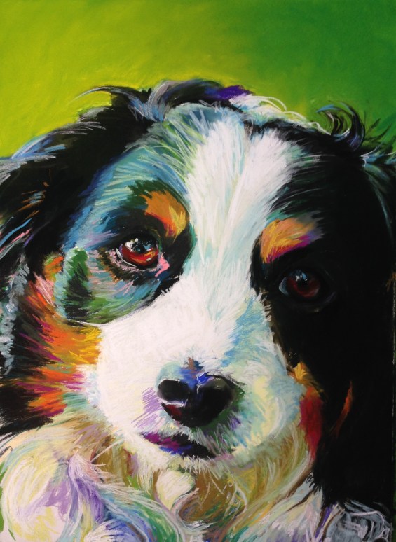 Angelic Dog. Pastel on paper.