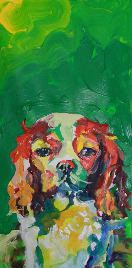 Cautious Dog's Laid Back Brother. Acrylic on paper.