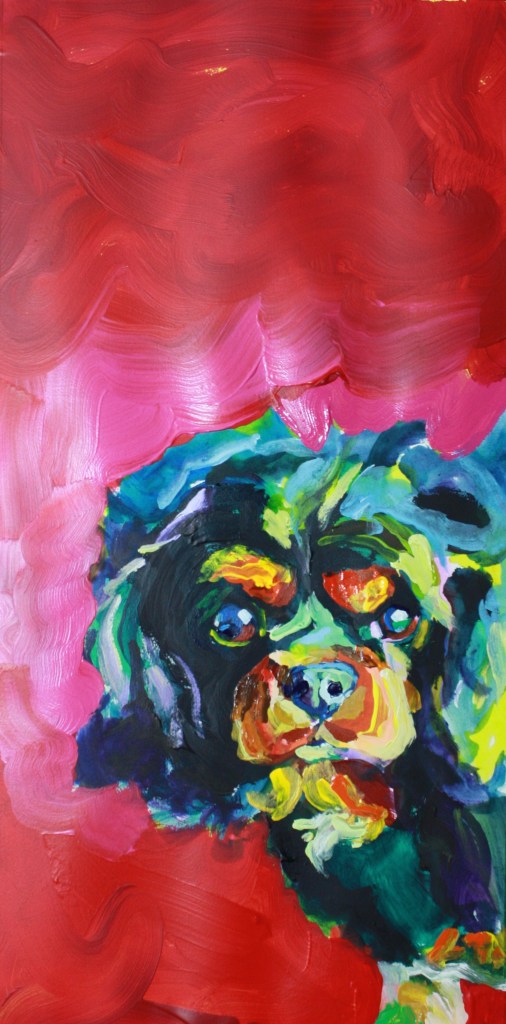 Cautious Dog. Acrylic on paper.
